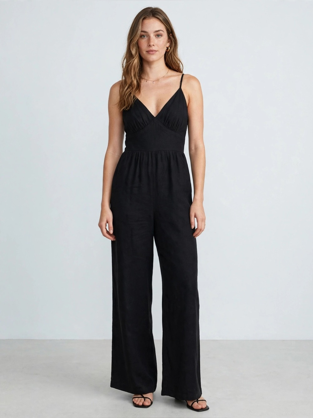 Japna Black Spaghetti Strap Jumpsuit